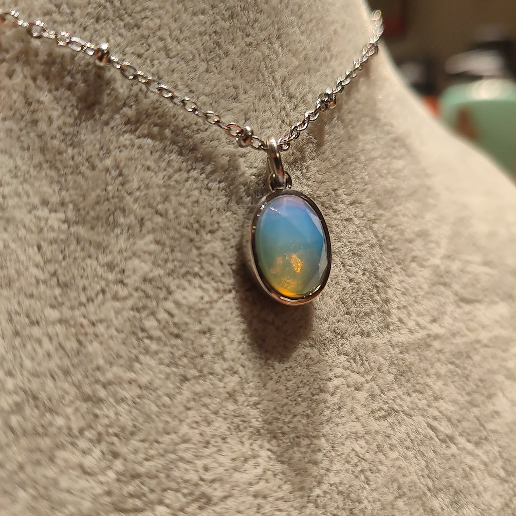 Faceted Opalite Oval Necklace