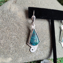 Load image into Gallery viewer, Sterling Silver Chrysocolla drop earrings, handmade 
