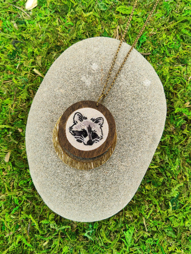 Raccoon Embroidery Necklace Thistle Finch Designs