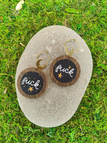 Fuck Embroidery Earrings Thistle Finch Designs