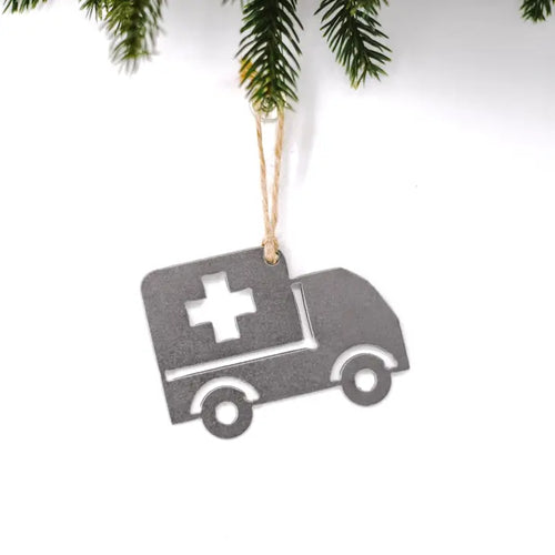 Steel Ambulance Ornament. Our ornaments average approximately 3.5-4.5