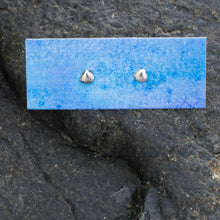 Load image into Gallery viewer, These Tiny Clam Shell Stud Earrings are the perfect gift for yourself or a mer-friend. They are made from a mold of a baby Clam shell. solid recycled metal.
