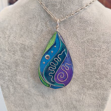 Load image into Gallery viewer, Purple and Green Resin Teardrop Sterling Silver Resin Jewelry By Jo 
