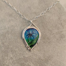 Load image into Gallery viewer, Cloisonne Blue Flower Sterling Silver Jewelry By Jo
