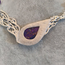 Load image into Gallery viewer, Magenta Turquoise  with Amethyst and CZ Raw Silver Clay Sterling Silver Jewelry By Jo
