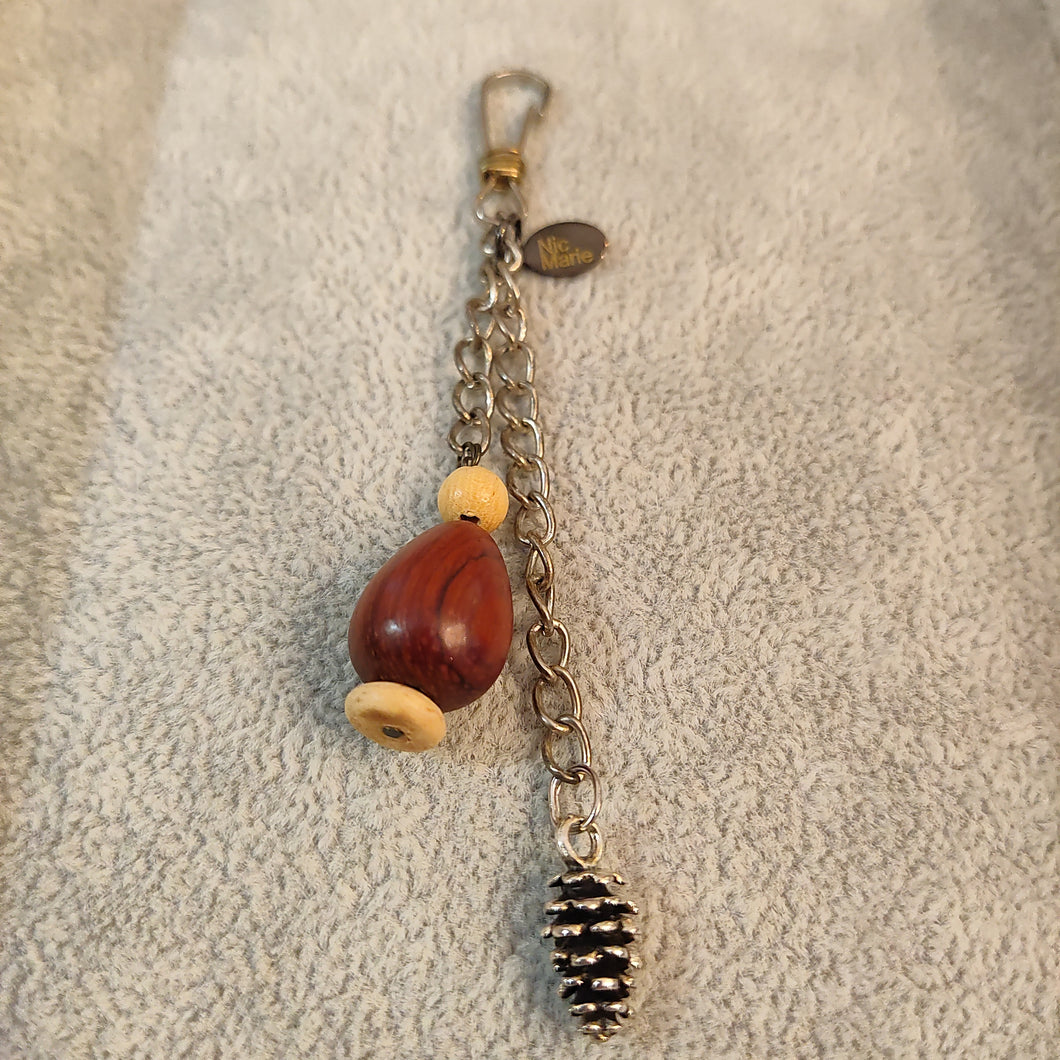 Wood and Pinecone Essential Oil Keychain