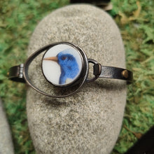 Load image into Gallery viewer, porcelain songbird bangle, recycled materials , sterling silver
