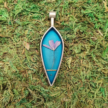 Load image into Gallery viewer, wildflower, navette pendant, Sterling Silver 
