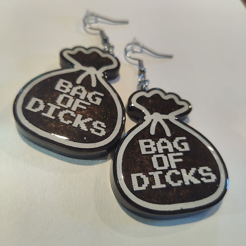 Bag of Dicks Terra Knotta Handmade Resin Earrings.  1.5