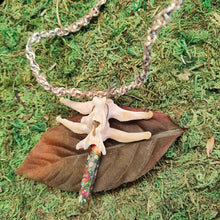 Load image into Gallery viewer, Armadillo and Composite Stone Dragonfly Necklace with Tied Hemp Twine
