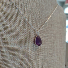 Load image into Gallery viewer, Dainty Faceted Amethyst Teardrop Necklace
