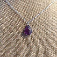 Load image into Gallery viewer, Dainty Faceted Amethyst Teardrop Necklace
