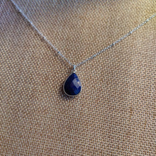 Load image into Gallery viewer, Dainty Faceted Lapis Lazuli Teardrop Necklace
