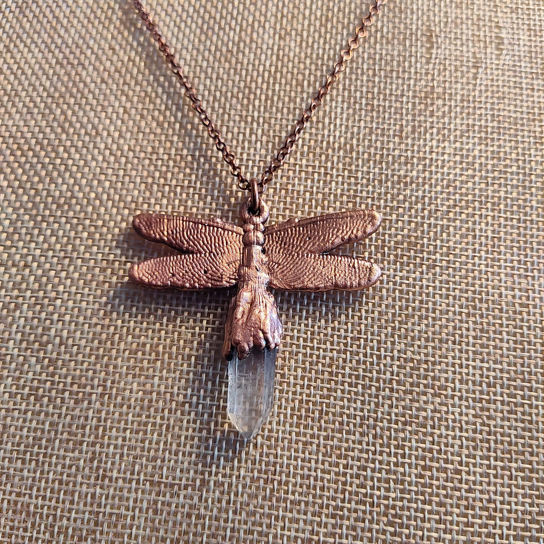 Quartz Crystal Dragonfly Necklace