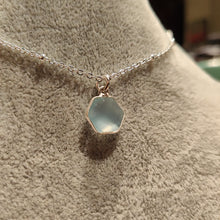 Load image into Gallery viewer, Dainty Faceted Aqua Chalcedony Hexagon Necklace
