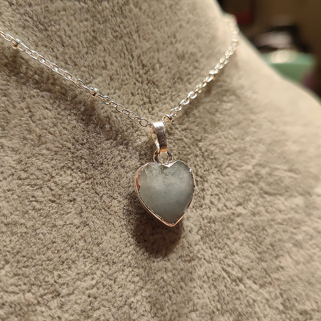Dainty Faceted Aquamarine Heart Necklace