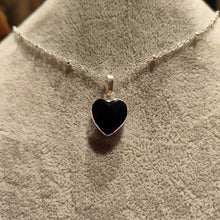 Load image into Gallery viewer, Dainty Faceted Black Onyx Heart Necklace
