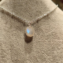Load image into Gallery viewer, Dainty Faceted Oval Rainbow Moonstone Necklace
