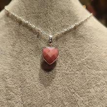 Load image into Gallery viewer, Dainty Faceted Rhodonite Heart Necklace
