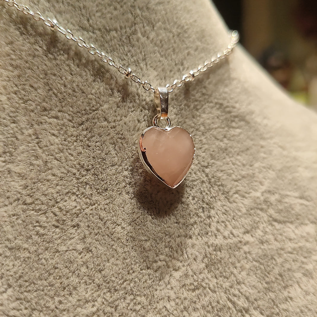 Dainty Faceted Rose Quartz Heart Necklace