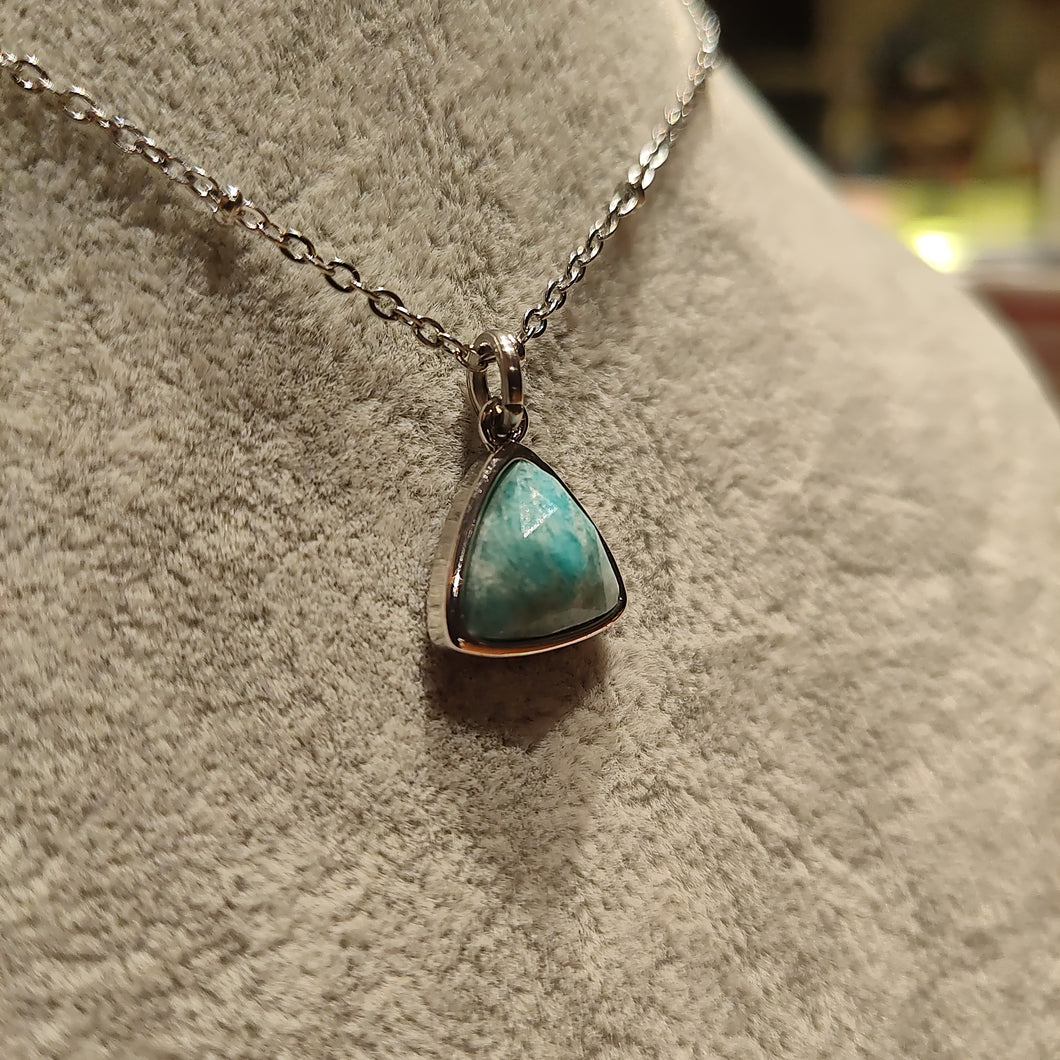Dainty Faceted Triangle Necklace Amazonite