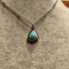 Load image into Gallery viewer, Dainty Faceted Triangle Necklace Amazonite
