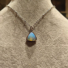 Load image into Gallery viewer, Dainty Faceted Triangle Necklace Opalite
