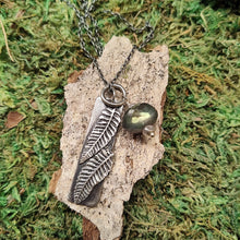 Load image into Gallery viewer, Fern Necklace with Faceted Labradorite

