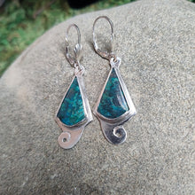 Load image into Gallery viewer, Sterling Silver Chrysocolla drop earrings, handmade

