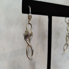 Load image into Gallery viewer, Fine silver clay drop earrings, ivy, handmade 
