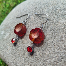 Load image into Gallery viewer, Czech Hibiscus Flower Bead Earrings, locally made, handmade, stainless steel 
