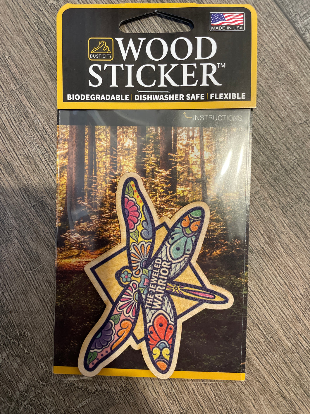 Wood Sticker - Floral Dragonfly 2