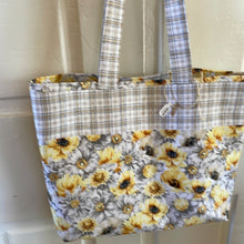 Load image into Gallery viewer, Yellow Flowers /Grey Plaid Purse
