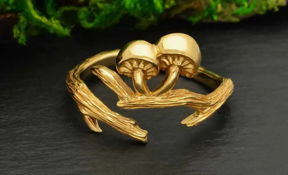 AdjustableBranchandMushroomRingBronzeNinaDesigns