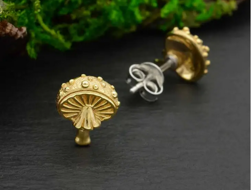 Agaric Mushroom Post Earrings 10x8mm / Bronze. our bronze is a high-quality italian alloy of copper and tin that contains an anti-tarnish compound which delays.