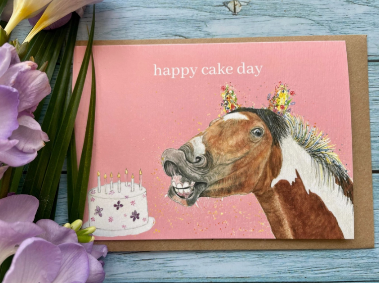 HappyCakeDayEcoFriendlyCardHorseBirthdayFunnyJenWinnettEcoArtist