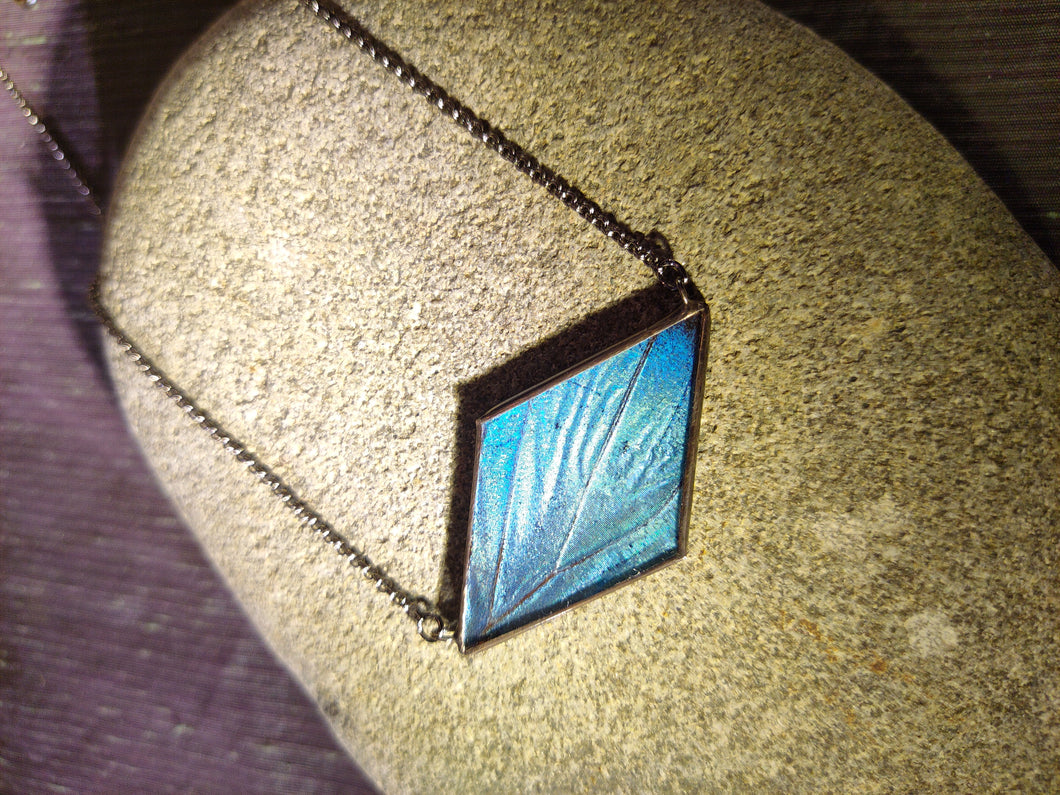 Diamond Blue Morpho Butterfly Necklace