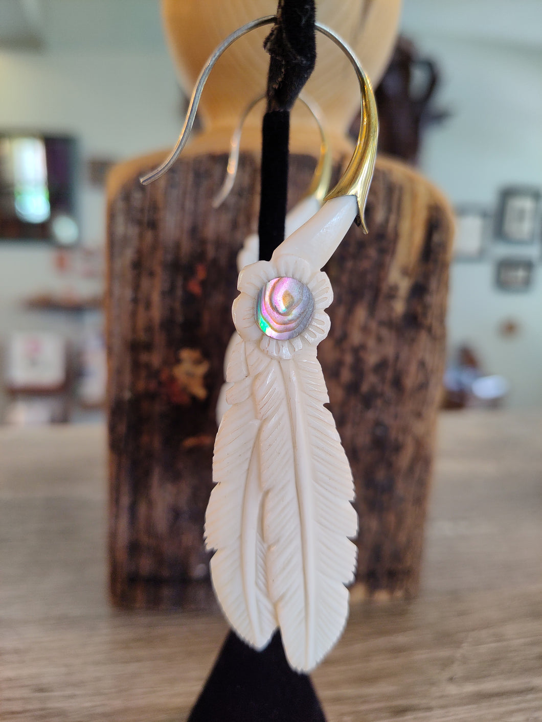 Ina Abalone Feather Earrings