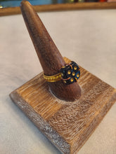 Load image into Gallery viewer, Brass Blue Dice Ring  Size 9 can be slightly adjusted. 
