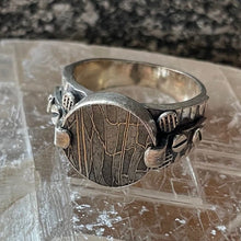 Load image into Gallery viewer, Gibeon Meteorite/Damascus Steel Industrial Ring, sterling silver, statement ring, statement jewelry 
