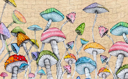 MushroomsMagicallyWatercoloredPuzzleGreenTree