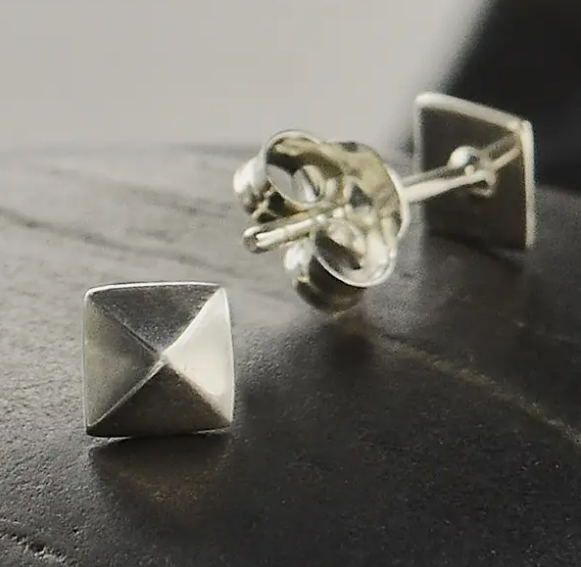 SterlingSIlverPyramidStudEarringsNinaDesigns