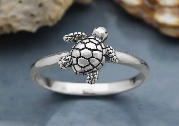 SterlingSilverBabySeaTurtleRingNinaDesigns