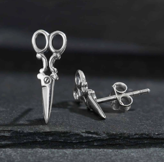 Sterling Silver Scissor Post Earrings 17x7mm