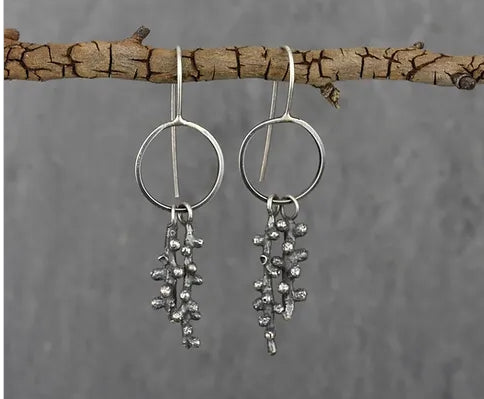 douglas fir sprig earrings sterling silver oxidized april ottey