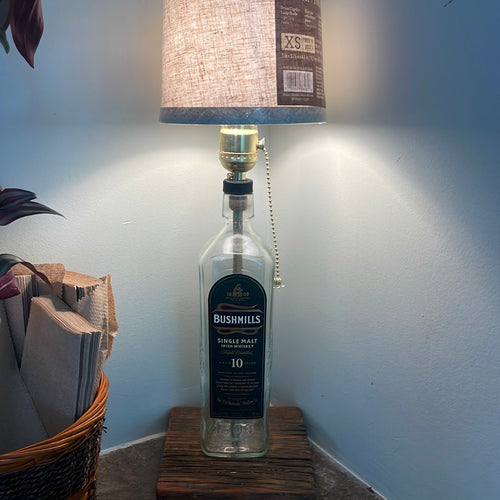 Bushmill glass bottle lamps