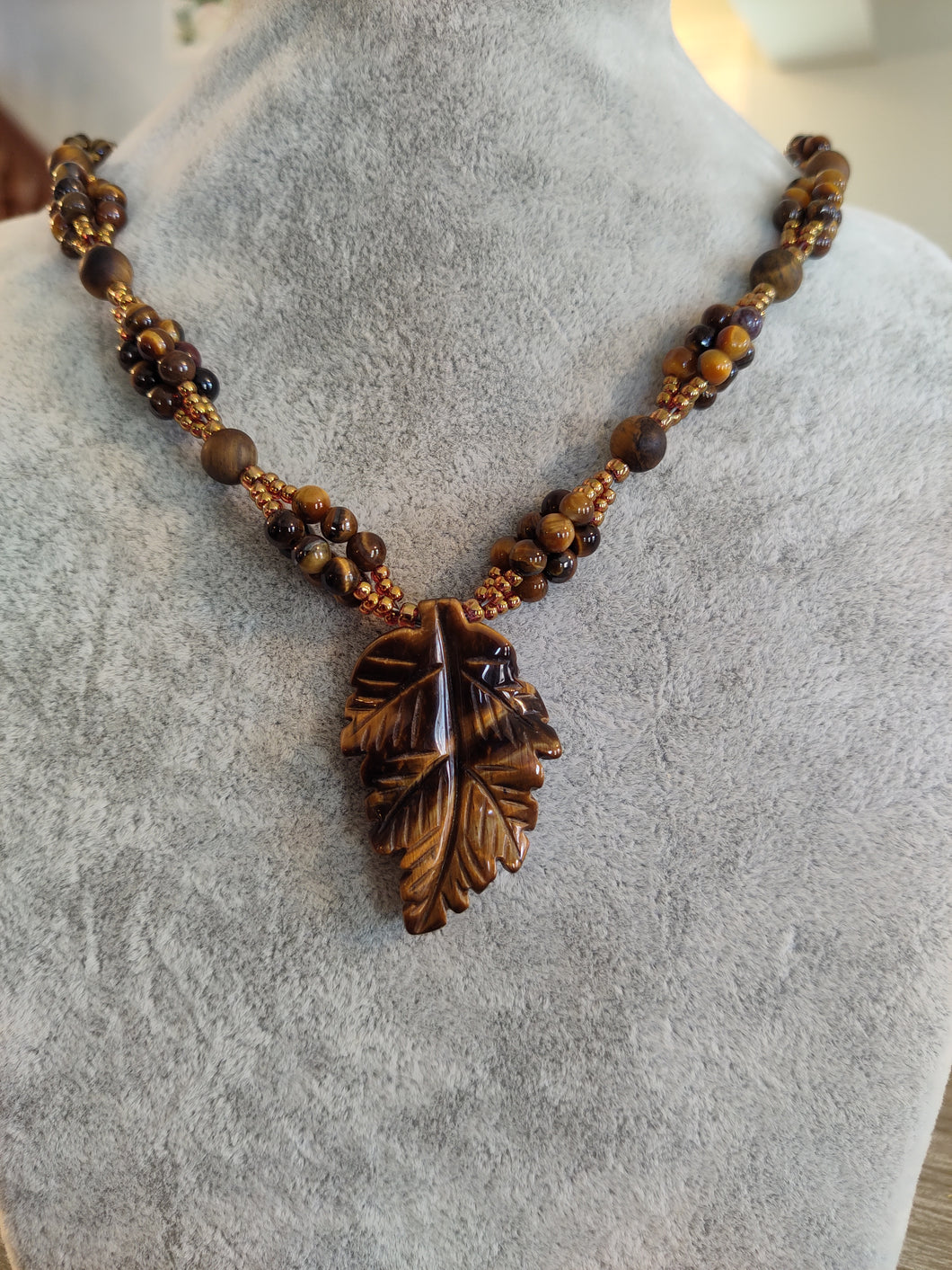 Tiger Eye Leaf Necklace