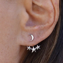 Load image into Gallery viewer, Sterling Silver Moon and Star Ear Jackets 17x13mm
