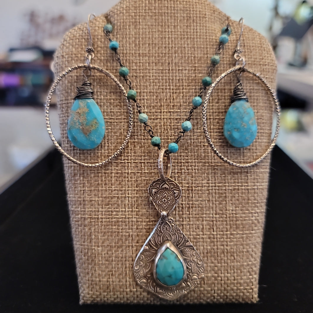 Stamped Turquoise Mandala Necklace