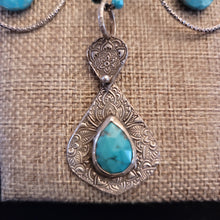 Load image into Gallery viewer, Stamped Turquoise Mandala Necklace

